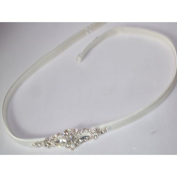 Bridal beaded belt sash, thin bridal belt sash, wedding skinny belt sash - Picture 3 of 6